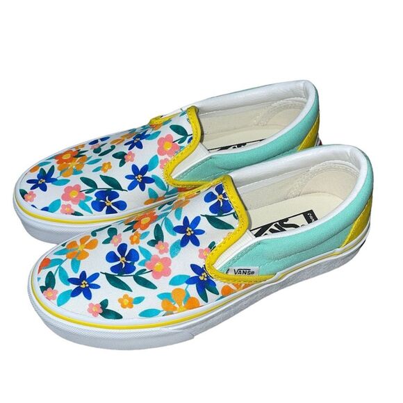Women’s Vans Custom made Floral Slip Ons size 5 - Picture 1 of 9